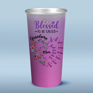 Blessed To Be Called Grandma - Family Personalized Custom Aluminum Changing Color Cup - Gift For Mom, Grandma