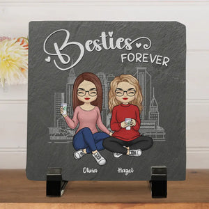 True Friends Are Great Riches - Bestie Personalized Custom Square Shaped Stone With Stand - Gift For Best Friends, BFF, Sisters