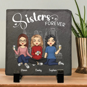 True Friends Are Great Riches - Bestie Personalized Custom Square Shaped Stone With Stand - Gift For Best Friends, BFF, Sisters