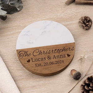 You're Mine Forever - Couple Personalized Custom Marble Wood Coaster - Gift For Husband Wife, Anniversary