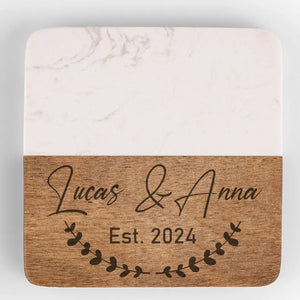 I Love You Today, Tomorrow, Forever - Couple Personalized Custom Marble Wood Coaster - Gift For Husband Wife, Anniversary