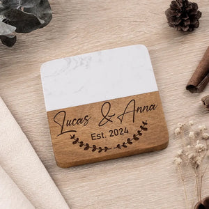 I Love You Today, Tomorrow, Forever - Couple Personalized Custom Marble Wood Coaster - Gift For Husband Wife, Anniversary