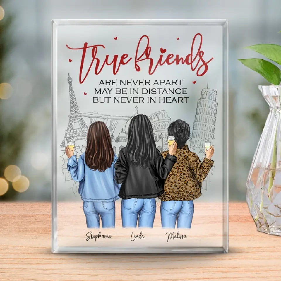 Best Friends Make The Hard Times Easier - Bestie Personalized Custom Rectangle Shaped Acrylic Plaque - Gift For Best Friends, BFF, Sisters