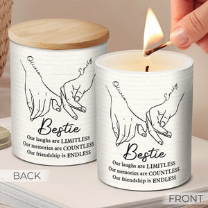 Our Laughs Are Limitless - Bestie Personalized Custom Smokeless Scented Candle - Gift For Best Friends, BFF, Sisters