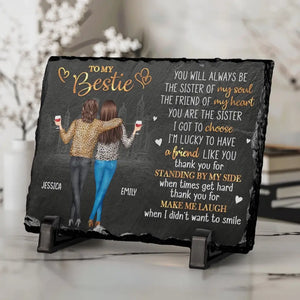 When Times Get Hard Thank You For Make Me Laugh - Bestie Personalized Custom Rectangle Shaped Stone With Stand - Gift For Best Friends, BFF, Sisters