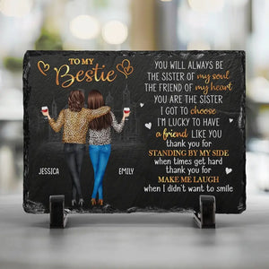 When Times Get Hard Thank You For Make Me Laugh - Bestie Personalized Custom Rectangle Shaped Stone With Stand - Gift For Best Friends, BFF, Sisters