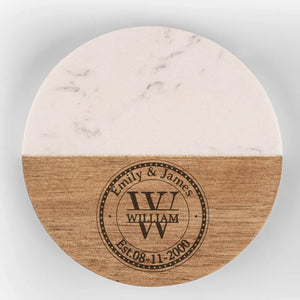 Love Was Made For Me And You - Couple Personalized Custom Marble Wood Coaster - Gift For Husband Wife, Anniversary