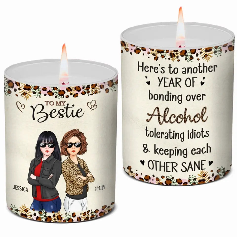 Raising A Glass To Our Unique Brand Of Friendship - Bestie Personalized Custom Smokeless Scented Candle - Gift For Best Friends, BFF, Sisters