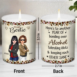 Raising A Glass To Our Unique Brand Of Friendship - Bestie Personalized Custom Smokeless Scented Candle - Gift For Best Friends, BFF, Sisters