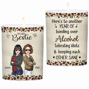 Raising A Glass To Our Unique Brand Of Friendship - Bestie Personalized Custom Smokeless Scented Candle - Gift For Best Friends, BFF, Sisters