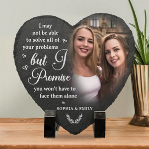 Because Of You I Laugh A Little Harder - Bestie Personalized Custom Heart Shaped Stone With Stand - Gift For Best Friends, BFF, Sisters