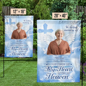 Custom Photo A Big Piece Of My Heart Lives In Heaven - Memorial Personalized Custom Flag - Sympathy Gift For Family Members