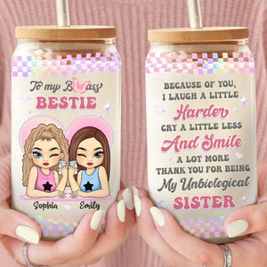 I Love My Crazy Y2K Girl - Bestie Personalized Custom Glass Cup, Iced Coffee Cup - Gift For Best Friends, BFF, Sisters