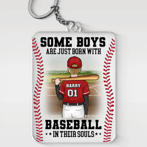 Practice With Humility, Not Hubris - Family Personalized Custom Shaped Acrylic Keychain - Gift For Family Members, Baseball Players, Baseball Lovers