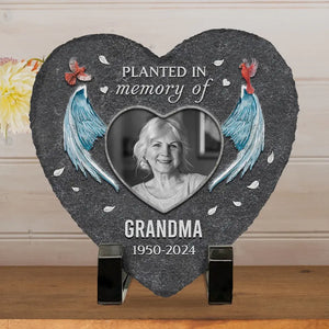 Custom Photo Planted In Memory - Memorial Personalized Custom Heart Shaped Memorial Stone - Sympathy Gift For Family Members