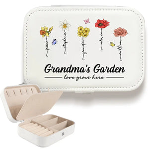 Love Grows Here - Family Personalized Custom Jewelry Case - Gift For Mom, Grandma