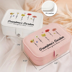 Love Grows Here - Family Personalized Custom Jewelry Case - Gift For Mom, Grandma