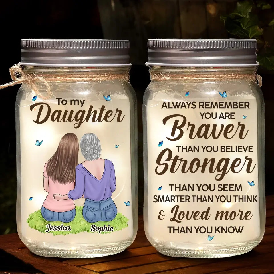 You Are Stronger Than You Seem - Family Personalized Custom Mason Jar Light - Gift For Mom, Daughter