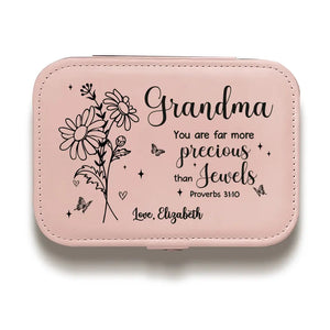 You Are Far More Precious Than Jewels - Family Personalized Custom Jewelry Case - Gift For Mom, Grandma