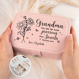 You Are Far More Precious Than Jewels - Family Personalized Custom Jewelry Case - Gift For Mom, Grandma