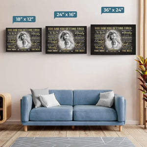 Custom Photo God Saw You Getting Tired - Memorial Personalized Custom Horizontal Canvas - Sympathy Gift For Family Members