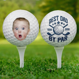 Custom Photo Best Dad By Par - Family Personalized Custom Golf Ball - Gift For Dad, Pet Owners, Pet Lovers