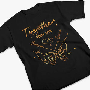 Hold My Hand And Never Let Go - Couple Personalized Custom Unisex T-shirt, Hoodie, Sweatshirt - Gift For Husband Wife, Anniversary