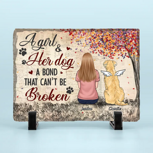 A Bond That Can't Be Broken - Memorial Personalized Custom Rectangle Shaped Stone With Stand - Sympathy Gift For Pet Owners, Pet Lovers