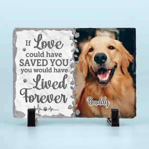 Custom Photo A Heartbeat At My Feet - Memorial Personalized Custom Rectangle Shaped Stone With Stand - Sympathy Gift For Pet Owners, Pet Lovers