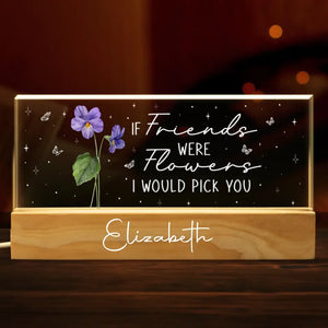 A Friend Is A Flower That Never Fades - Bestie Personalized Custom Acrylic Letters 3D LED Night Light - Gift For Best Friends, BFF, Sisters