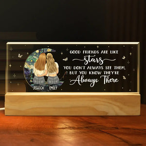 Good Friends Are Like Stars - Bestie Personalized Custom Acrylic Letters 3D LED Night Light - Gift For Best Friends, BFF, Sisters