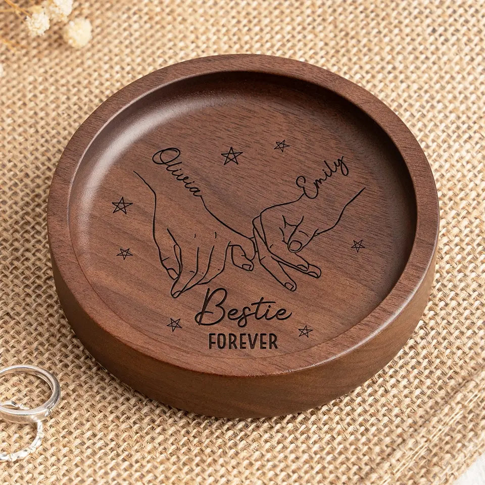 Bestie Forever - Bestie Personalized Custom Wooden Jewelry Dish - Gift For Best Friends, BFF, Sisters