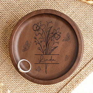 Friends Are Like Flowers In The Garden Of Life - Bestie Personalized Custom Wooden Jewelry Dish - Gift For Best Friends, BFF, Sisters