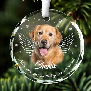 Custom Photo You Are Never Gone From My Heart - Memorial Personalized Custom Circle Glass Ornament - Sympathy Gift For Pet Owners, Pet Lovers