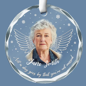 Custom Photo In Loving Memory - Memorial Personalized Custom Circle Glass Ornament - Sympathy Gift For Family Members