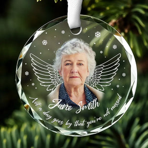 Custom Photo In Loving Memory - Memorial Personalized Custom Circle Glass Ornament - Sympathy Gift For Family Members