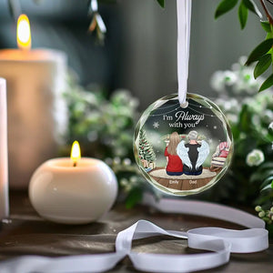 Always With You - Memorial Personalized Custom Circle Glass Ornament - Sympathy Gift For Family Members