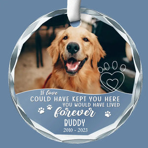 Custom Photo Forerver In My Heart - Memorial Personalized Custom Circle Glass Ornament - Sympathy Gift For Pet Owners, Pet Lovers