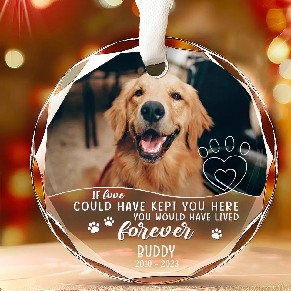 Custom Photo Forerver In My Heart - Memorial Personalized Custom Circle Glass Ornament - Sympathy Gift For Pet Owners, Pet Lovers