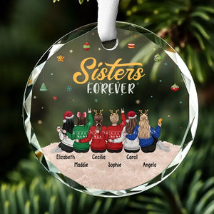 Friends Forever - Bestie Personalized Custom Circle Glass Ornament - Christmas Gift For Best Friends, BFF, Sisters