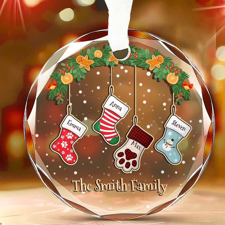 Family Is The Best Part Of Christmas - Family Personalized Custom Circle Glass Ornament - Christmas Gift For Family Members