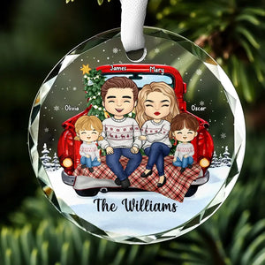 Christmas Is All About Love And Family - Family Personalized Custom Circle Glass Ornament - Christmas Gift For Family Members