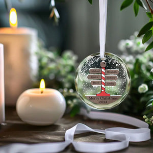 The Joy Of Christmas Is Family - Family Personalized Custom Circle Glass Ornament - Christmas Gift For Family Members