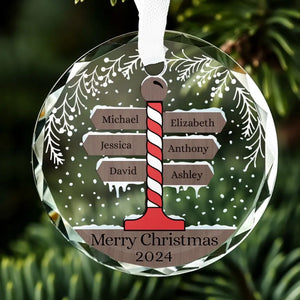 The Joy Of Christmas Is Family - Family Personalized Custom Circle Glass Ornament - Christmas Gift For Family Members