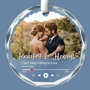 Custom Photo I Want A Love Where We Talk All Night Long - Couple Personalized Custom Circle Glass Ornament - Gift For Husband Wife, Anniversary