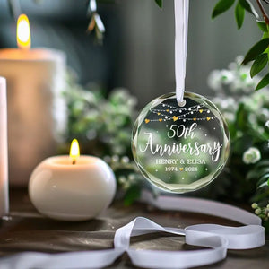 I Want To Be With You Until My Last Page - Couple Personalized Custom Circle Glass Ornament - Gift For Husband Wife, Anniversary