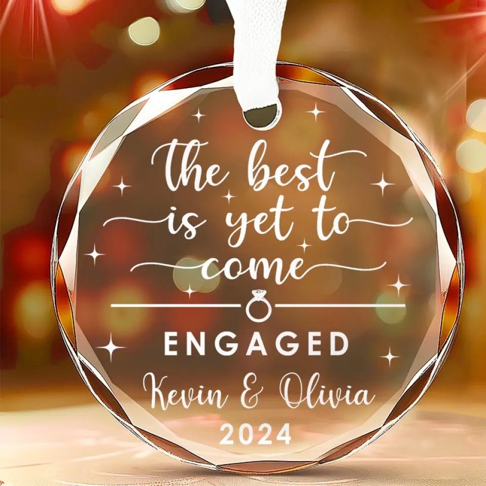 The Best Is Yet To Come - Couple Personalized Custom Circle Glass Ornament - Gift For Husband Wife, Anniversary