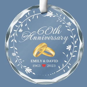 Happy Anniversary To The Love Of My Life - Couple Personalized Custom Circle Glass Ornament - Gift For Husband Wife, Anniversary