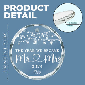 The Year We Became One - Couple Personalized Custom Circle Glass Ornament - Gift For Husband Wife, Anniversary