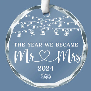 The Year We Became One - Couple Personalized Custom Circle Glass Ornament - Gift For Husband Wife, Anniversary